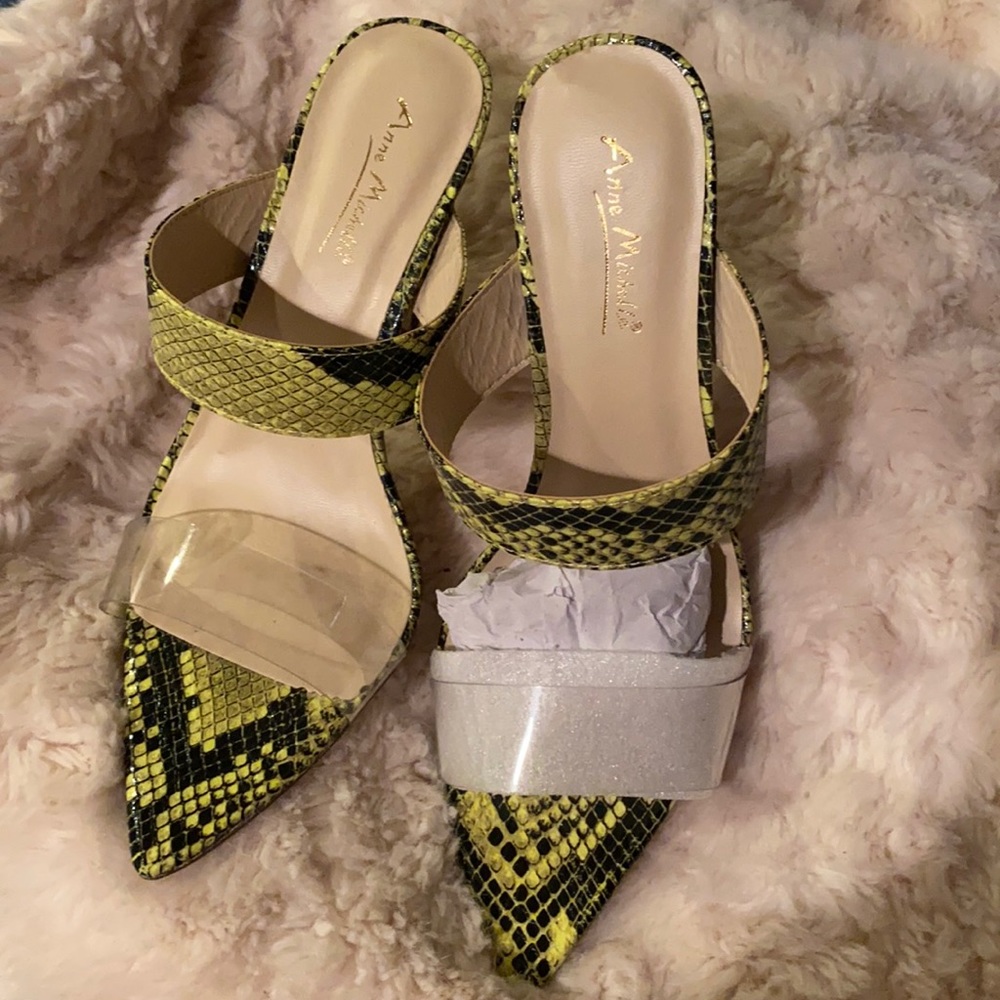 NEW Anne Michelle SNAKE PRINT slip on heels 8.5M